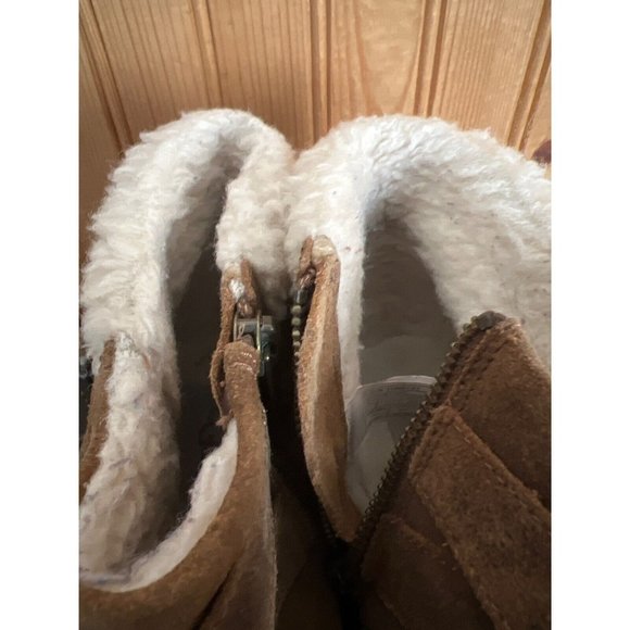 UGG Benson II Brown Leather Side Zip Wool Lined Ankle Boots Women’s Size 8 - Picture 8 of 14